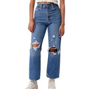 Levi's Ribcage Straight Ankle Distressed Jeans - Size 24